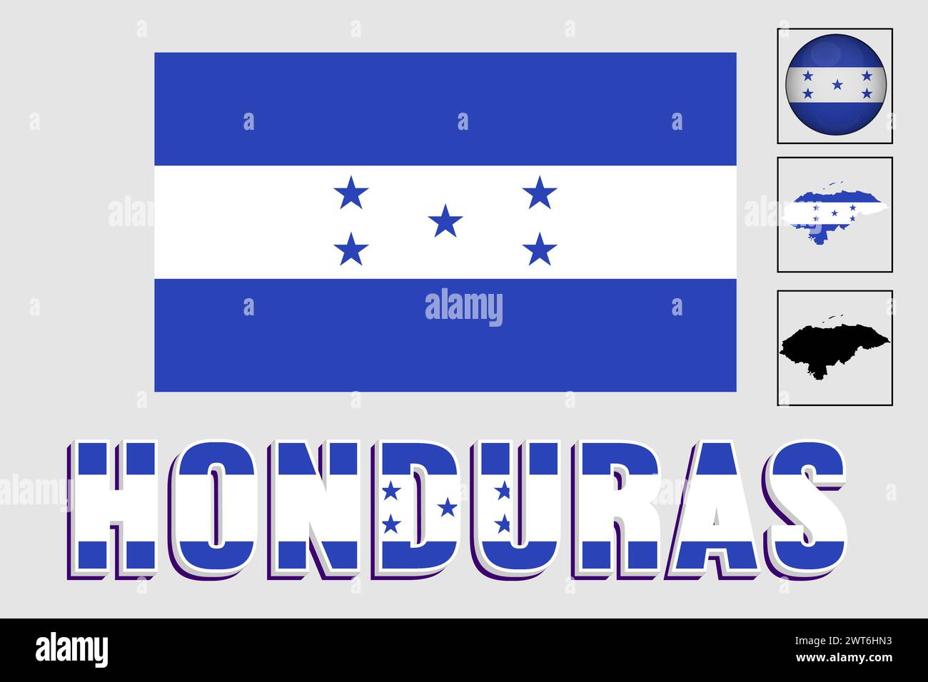 Honduras map and flag in vector illustration Stock Vector