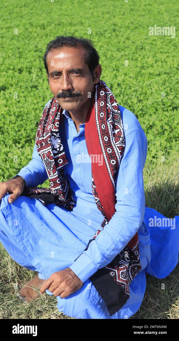 Man Wearing Ajhrak in Land Stock Photo - Alamy