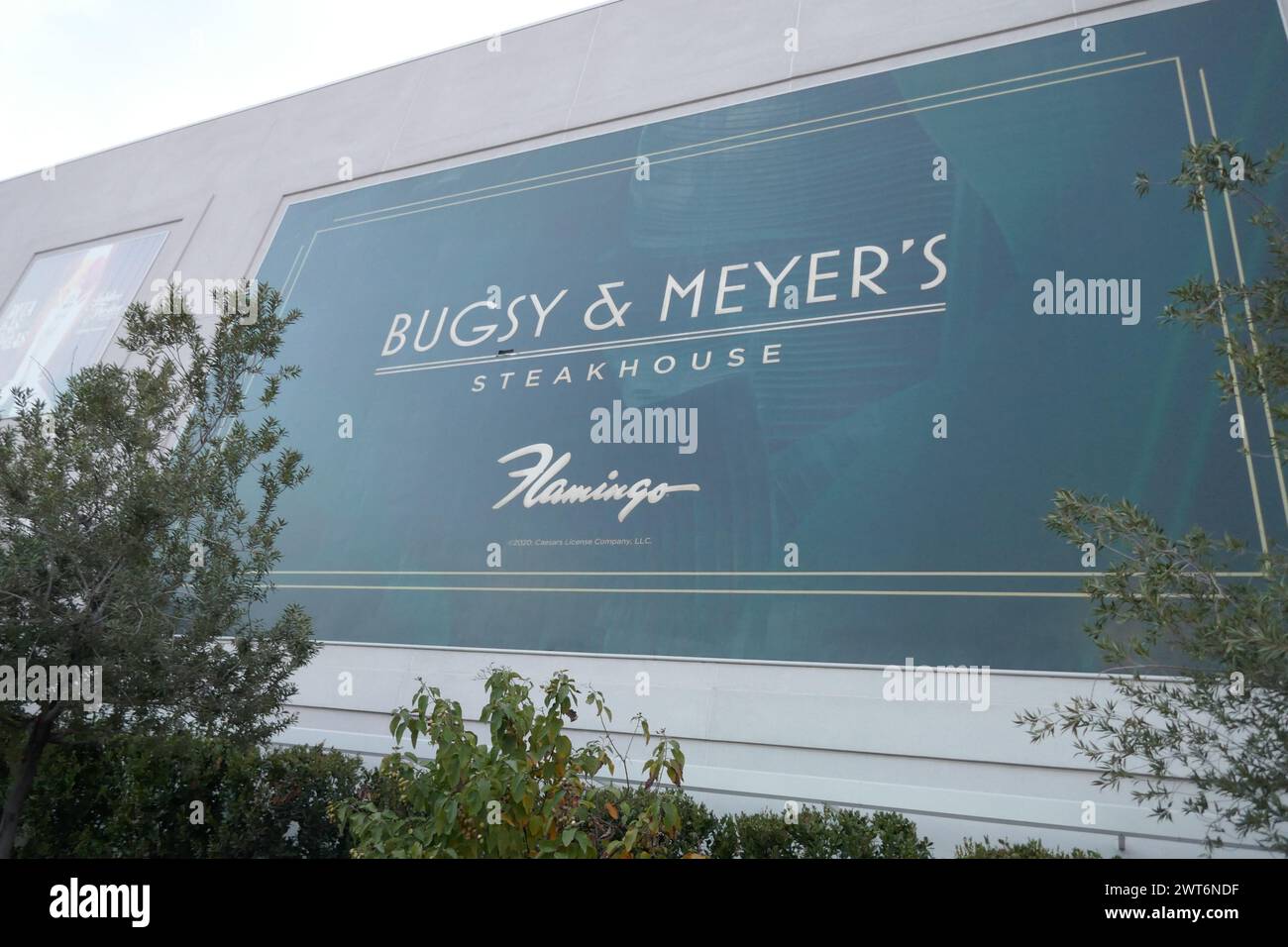 Las Vegas, Nevada, USA 7th March 2024 Busy & Meyers Steakhouse The Flamingo Billboard on March 7, 2024 in Las Vegas, Nevada, USA. Photo by Barry King/Alamy Stock Photo Stock Photo