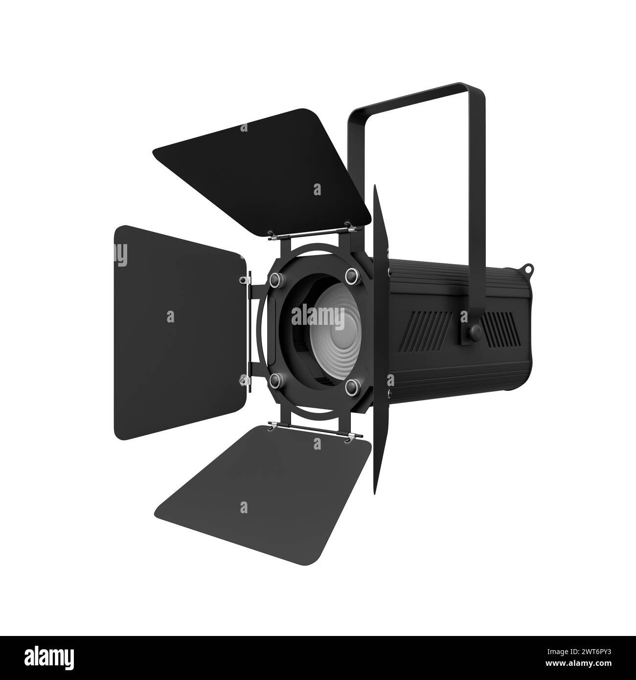 Side Angle of Black Stage Light with Barn Doors Stock Photo Alamy
