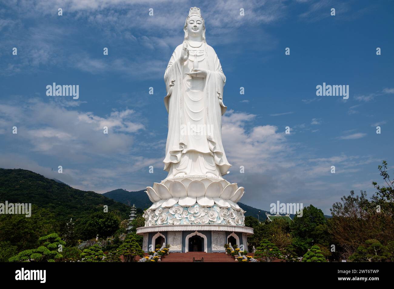 The statue of buddha in Linh Ung Pagoda, Da Nang, Vietnam Stock Photo