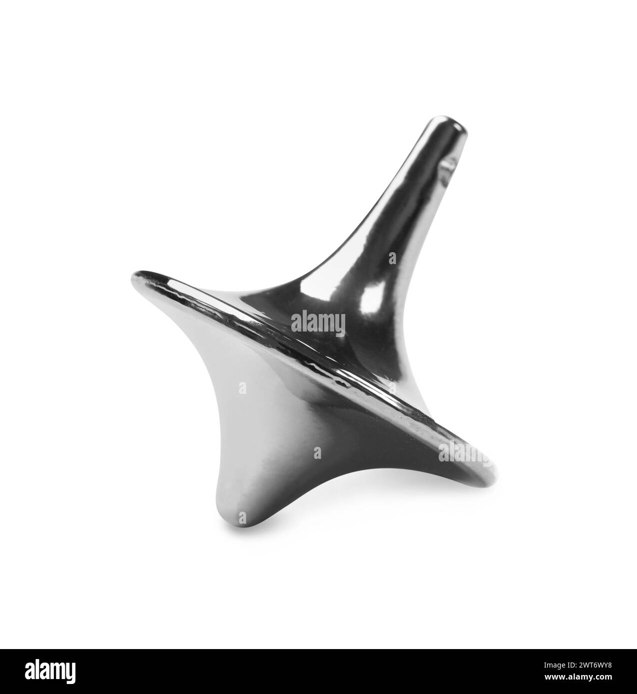 one-silver-spinning-top-on-white-background-stock-photo-alamy