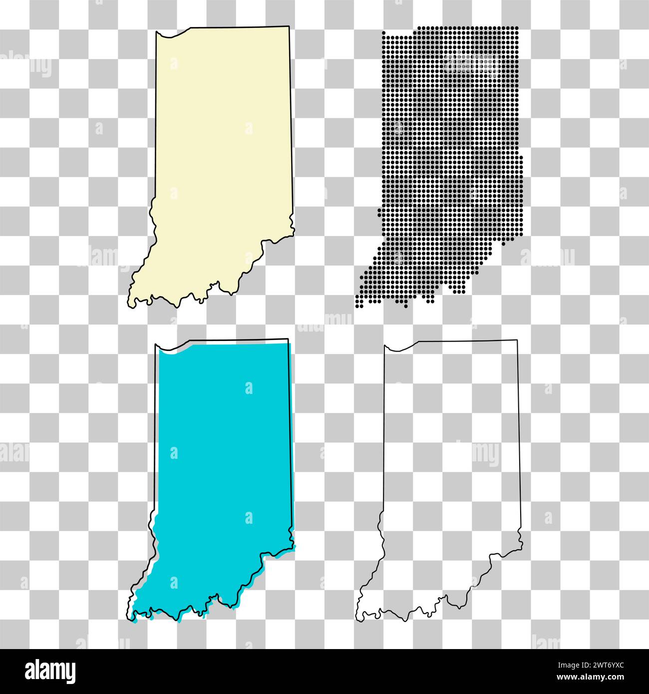 Set of Indiana map, united states of america. Flat concept icon vector ...