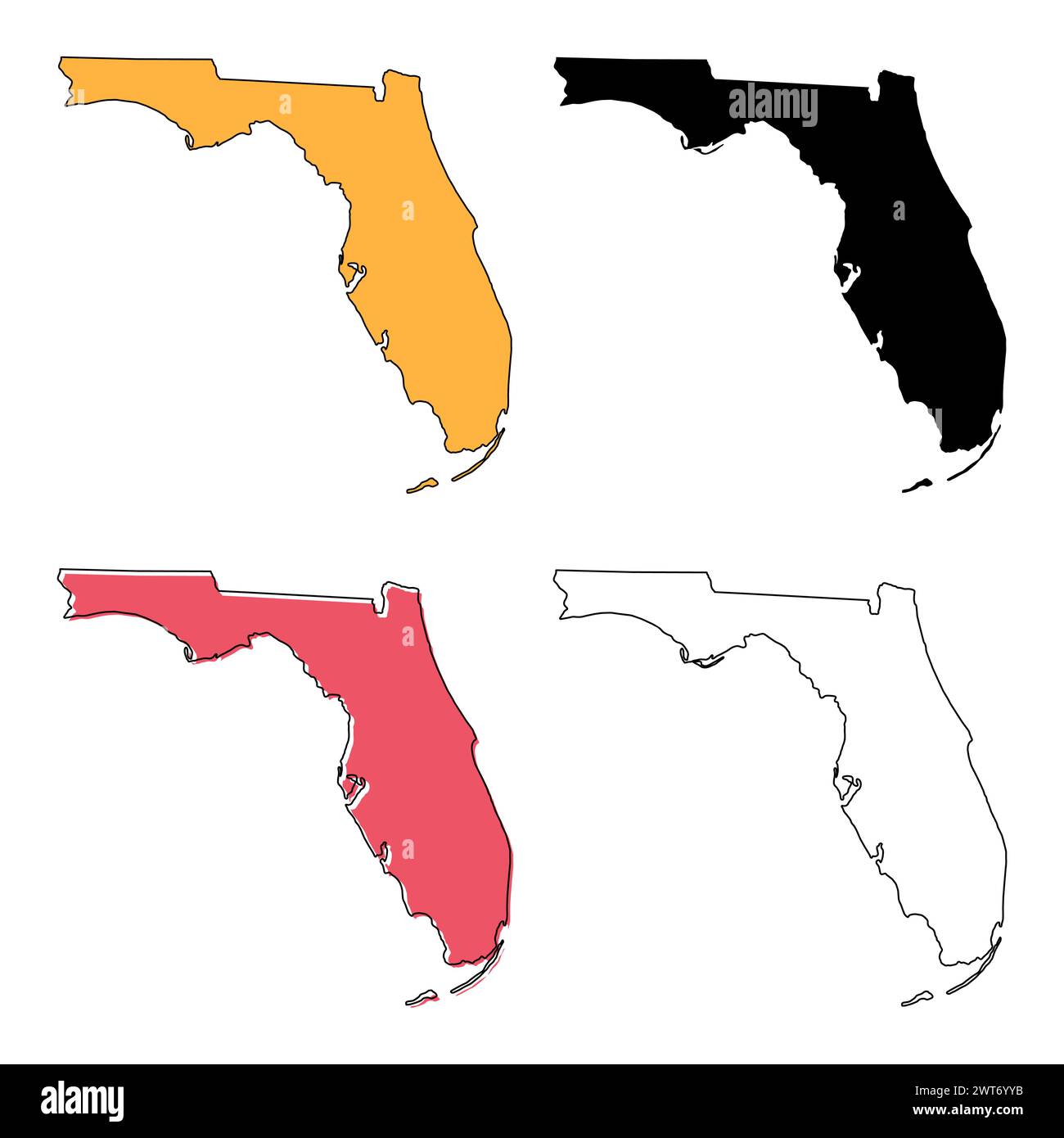 Set of Florida map, united states of america. Flat concept icon vector ...
