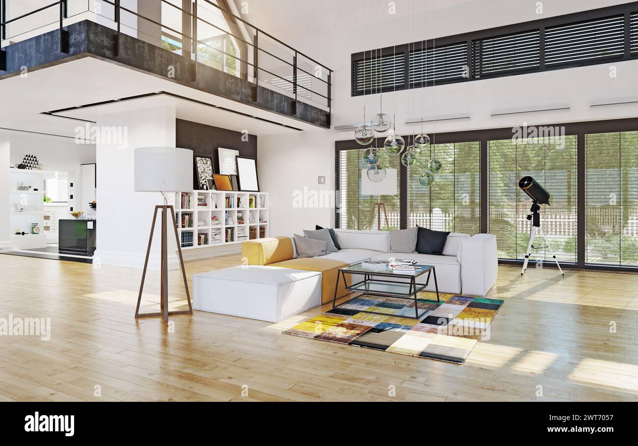 Modern house interior 3d rendering design concept stock photo alamy