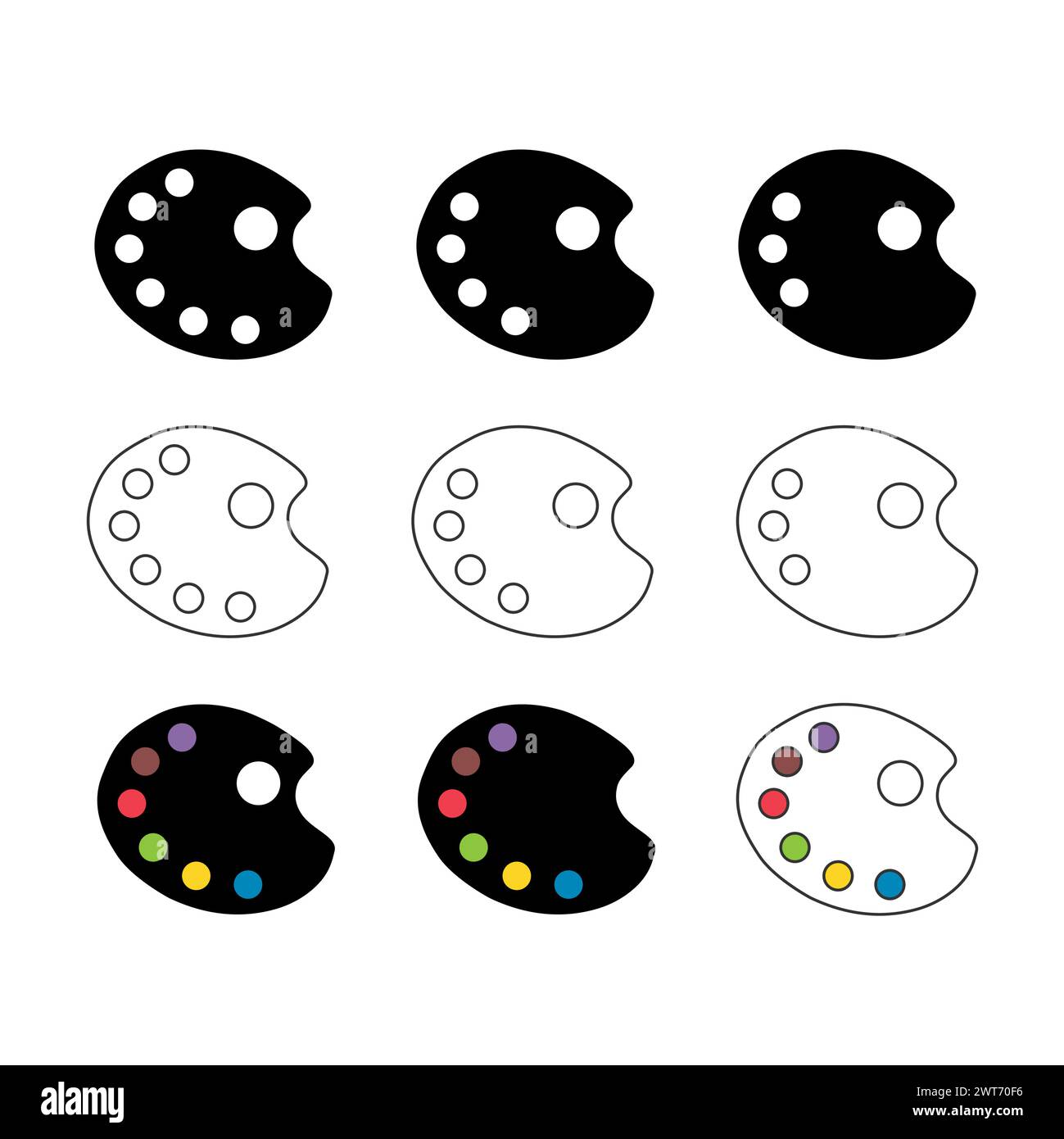Set of Flat art tool palette paints color, artist web design graphic ...