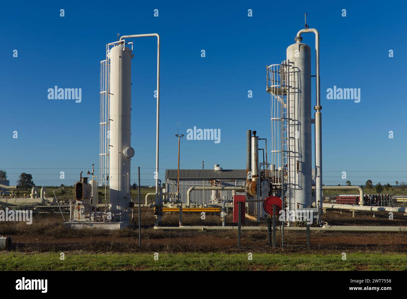 SANTOS Coal Seam Gas LNG hub Wallumbilla South on the Maranoa Queensland Australia Stock Photo