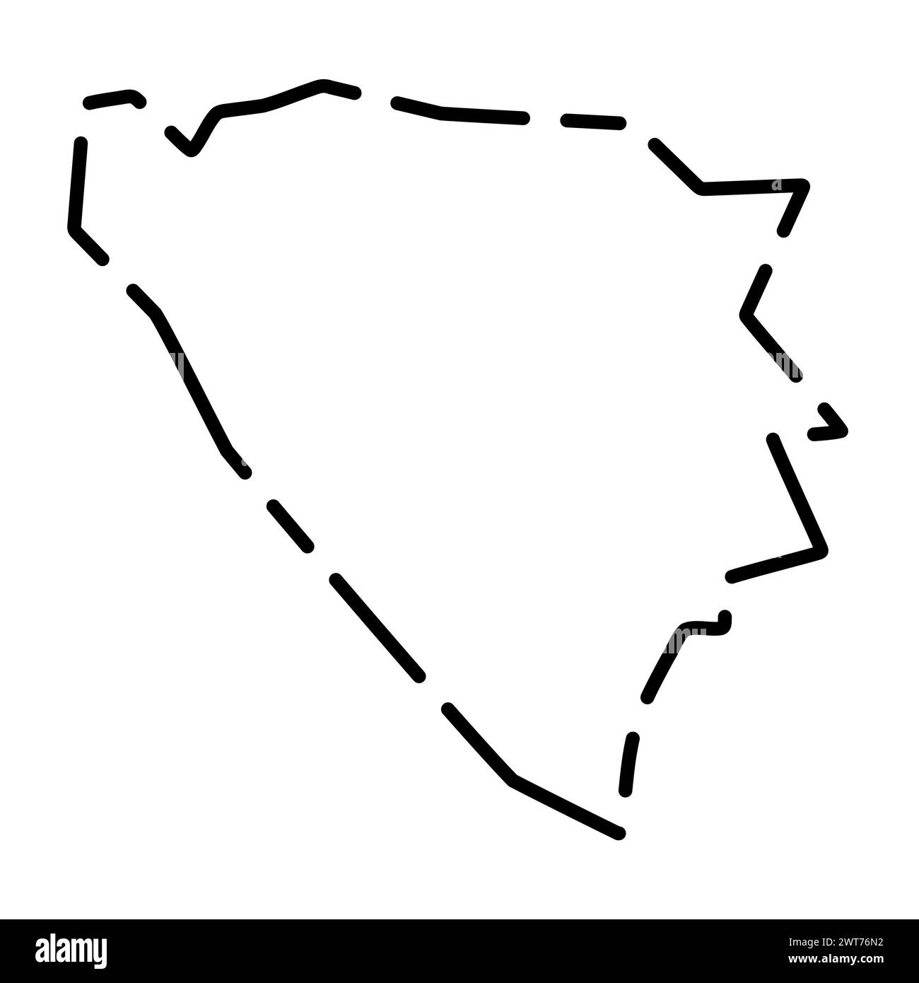 Bosnia And Herzegovina Country Simplified Map Black Broken Outline