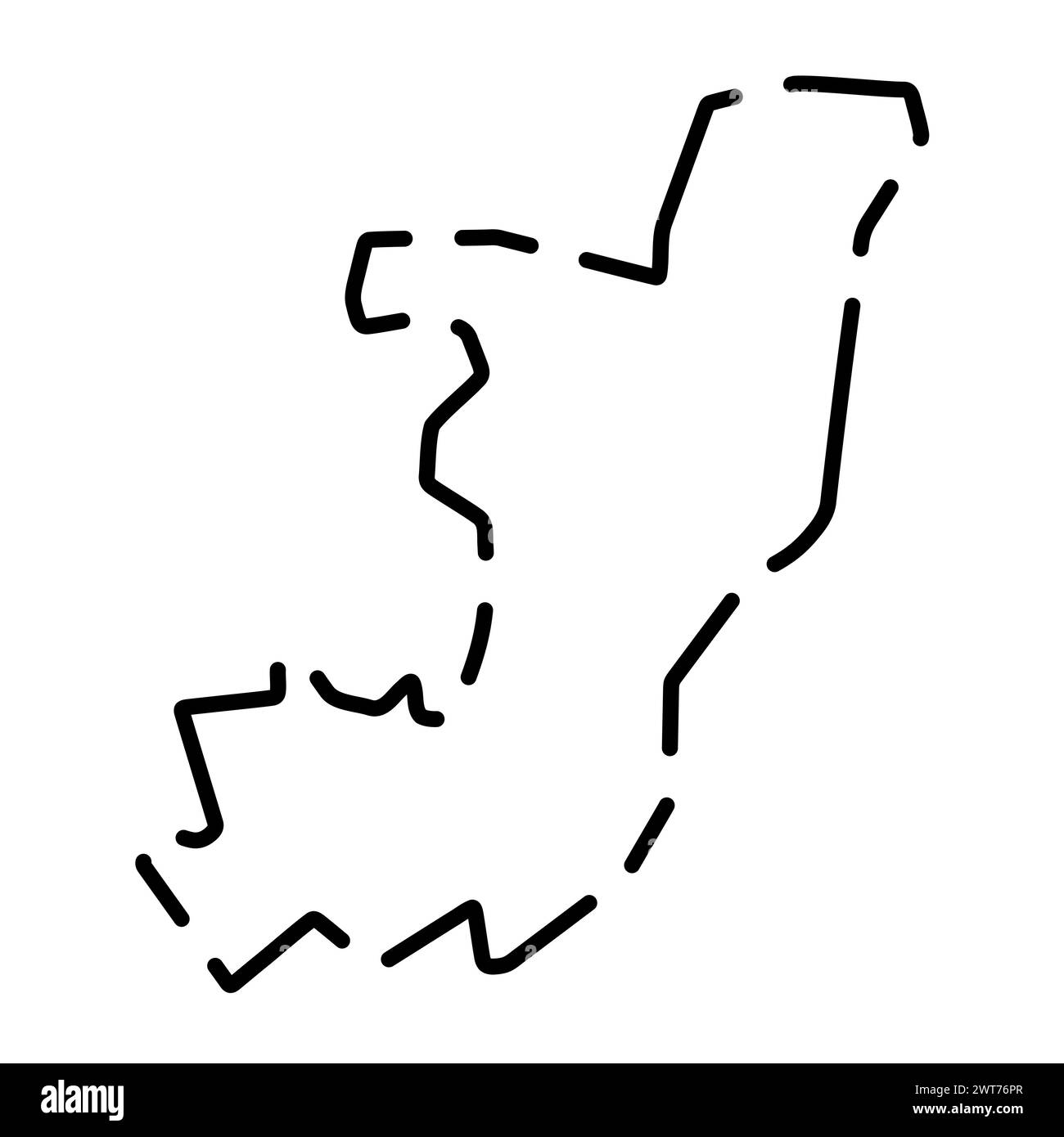 Republic Of The Congo Country Simplified Map Black Broken Outline