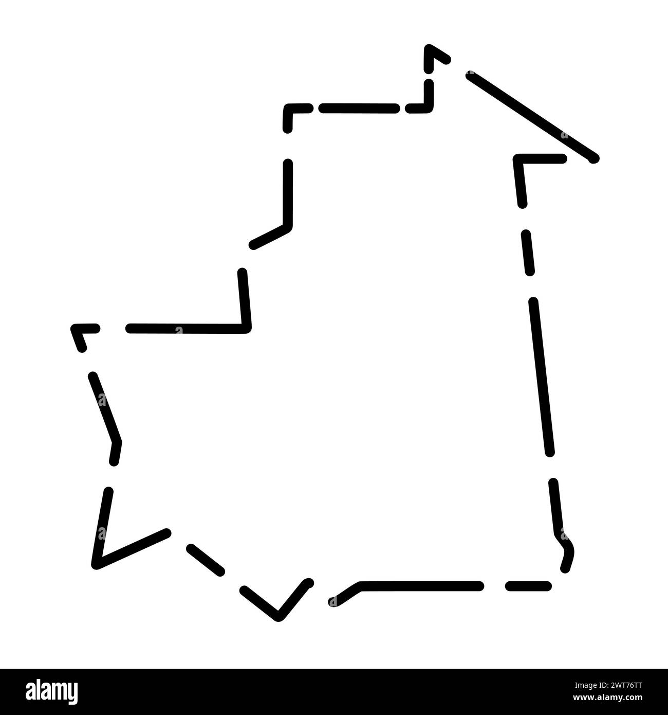 Mauritania country simplified map. Black broken outline contour on white background. Simple vector icon Stock Vector