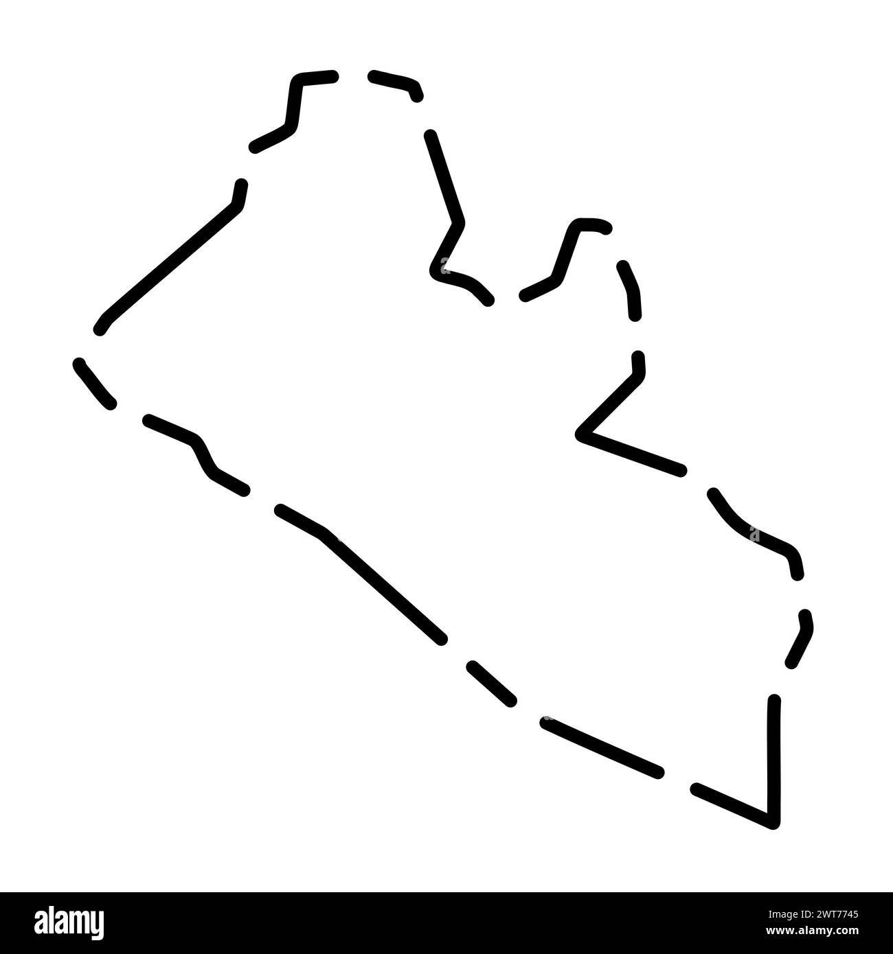 Liberia Country Simplified Map Black Broken Outline Contour On White