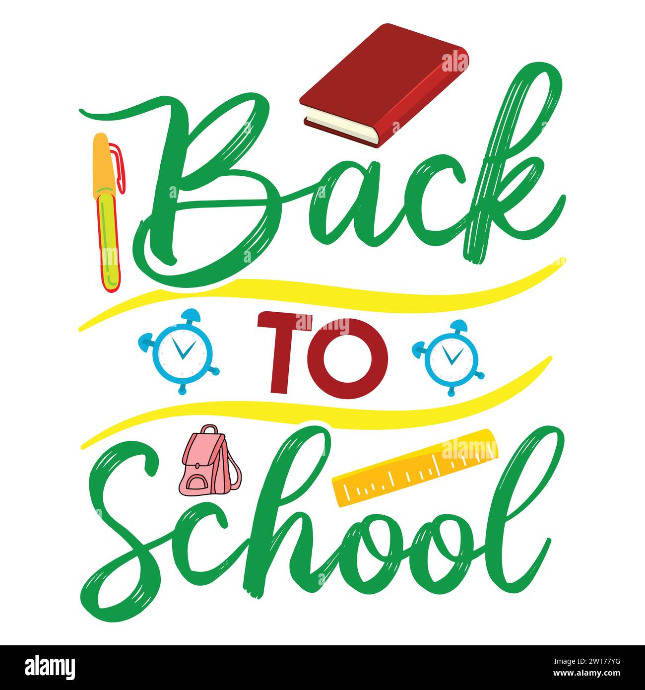 Back To School Shirt Print Template, Typography Design For Shirt, Mugs, Iron, Glass, Stickers, Hoodies, Pillows, Phone Cases, etc Stock Vector