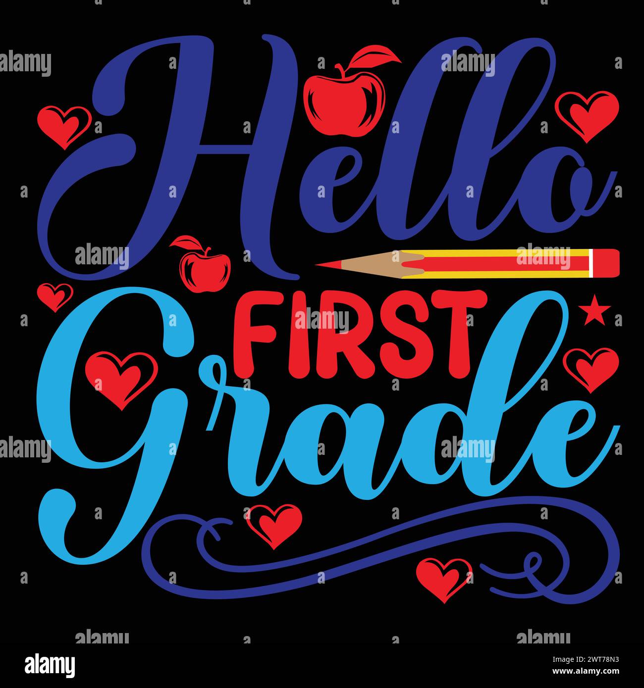 Back To School Shirt Print Template, Typography Design For Shirt, Mugs, Iron, Glass, Stickers, Hoodies, Pillows, Phone Cases, etc Stock Vector