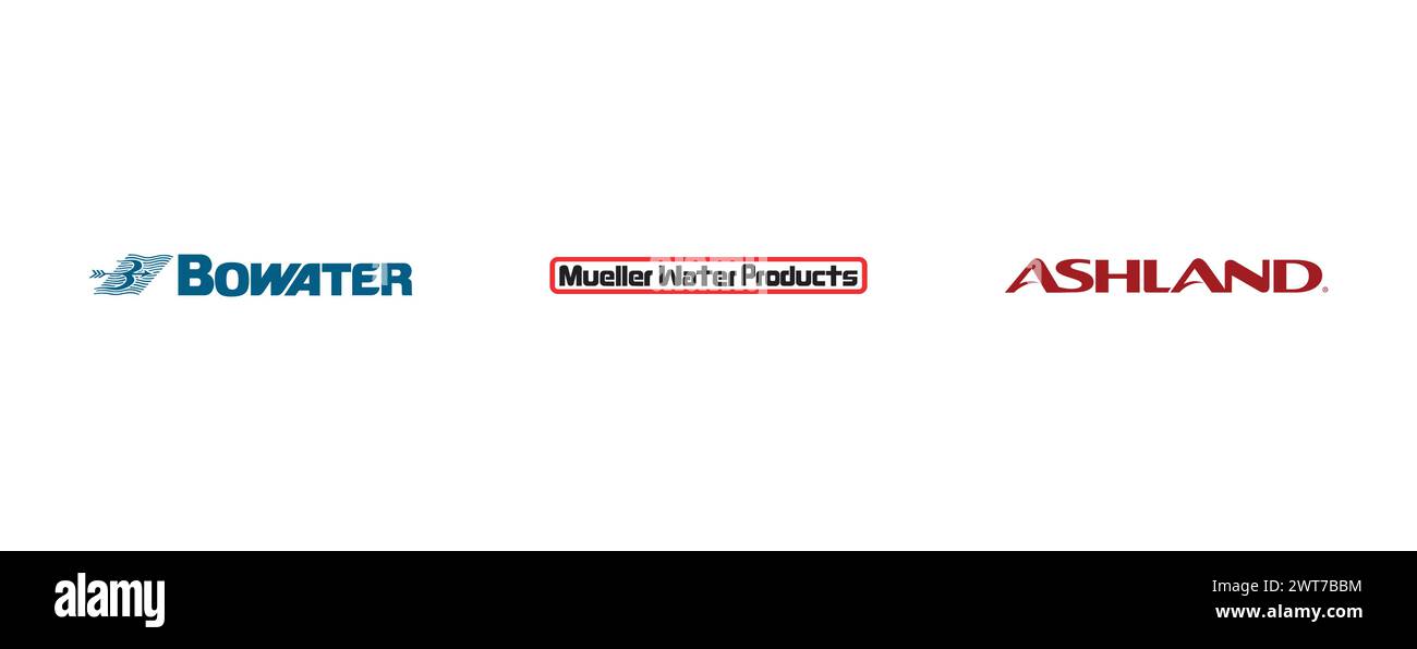 Mueller Water Products, Ashland, Bowater . Editorial vector logo