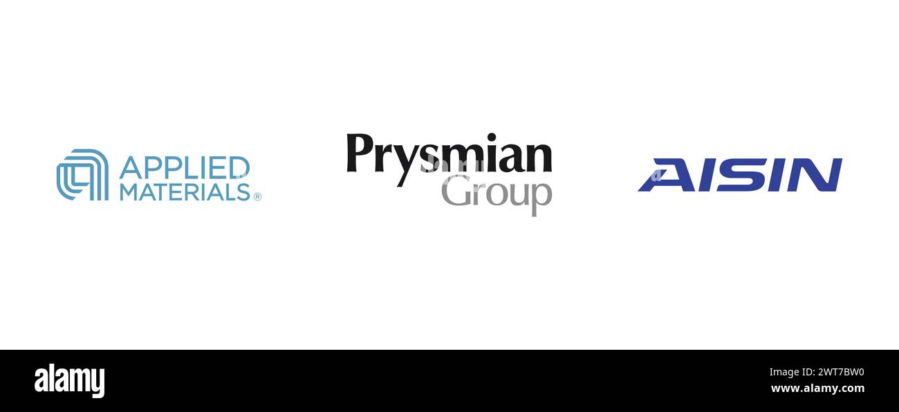 Prysmian Group, Aisin Seiki, Applied Materials. Editorial vector logo