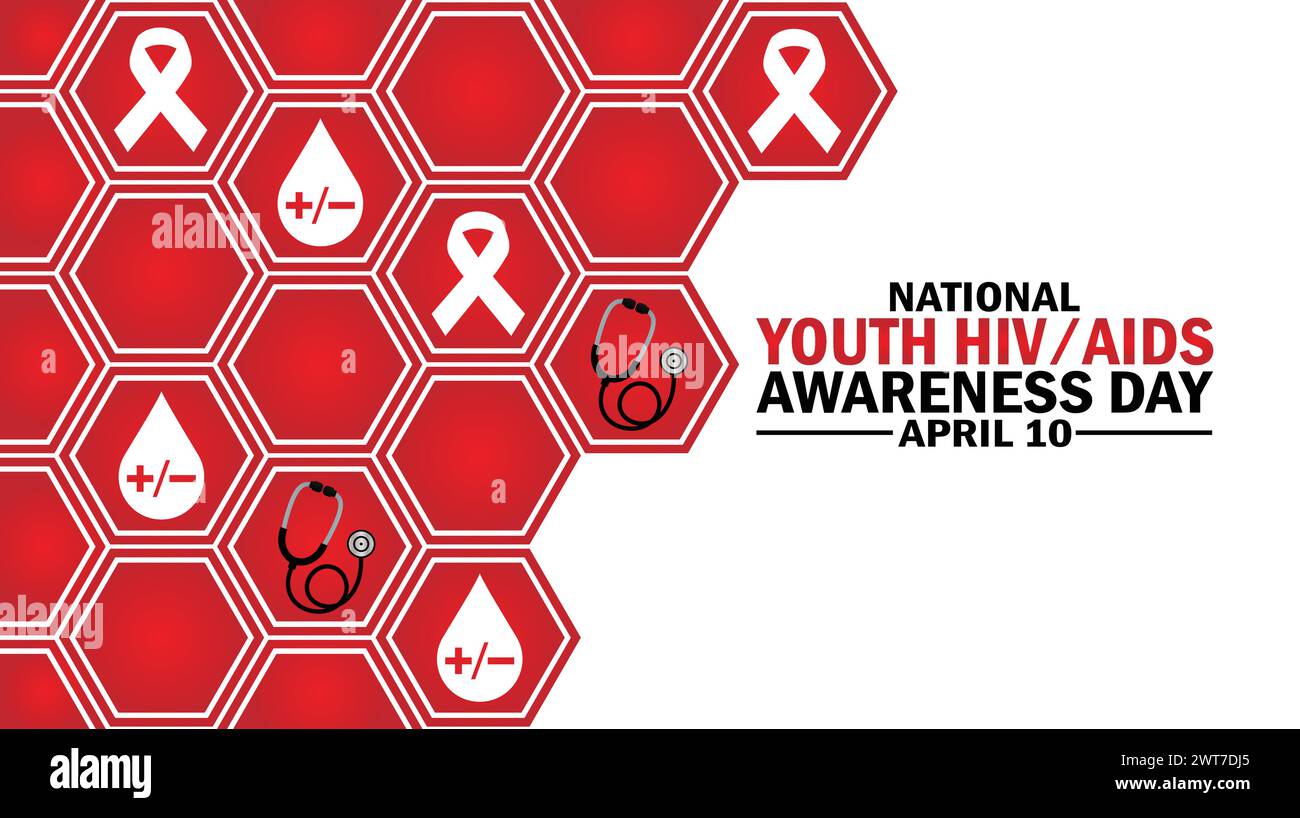National Youth Hiv  Aids Awareness Day wallpaper with typography. National Youth Hiv  Aids Awareness Day, background Stock Vector