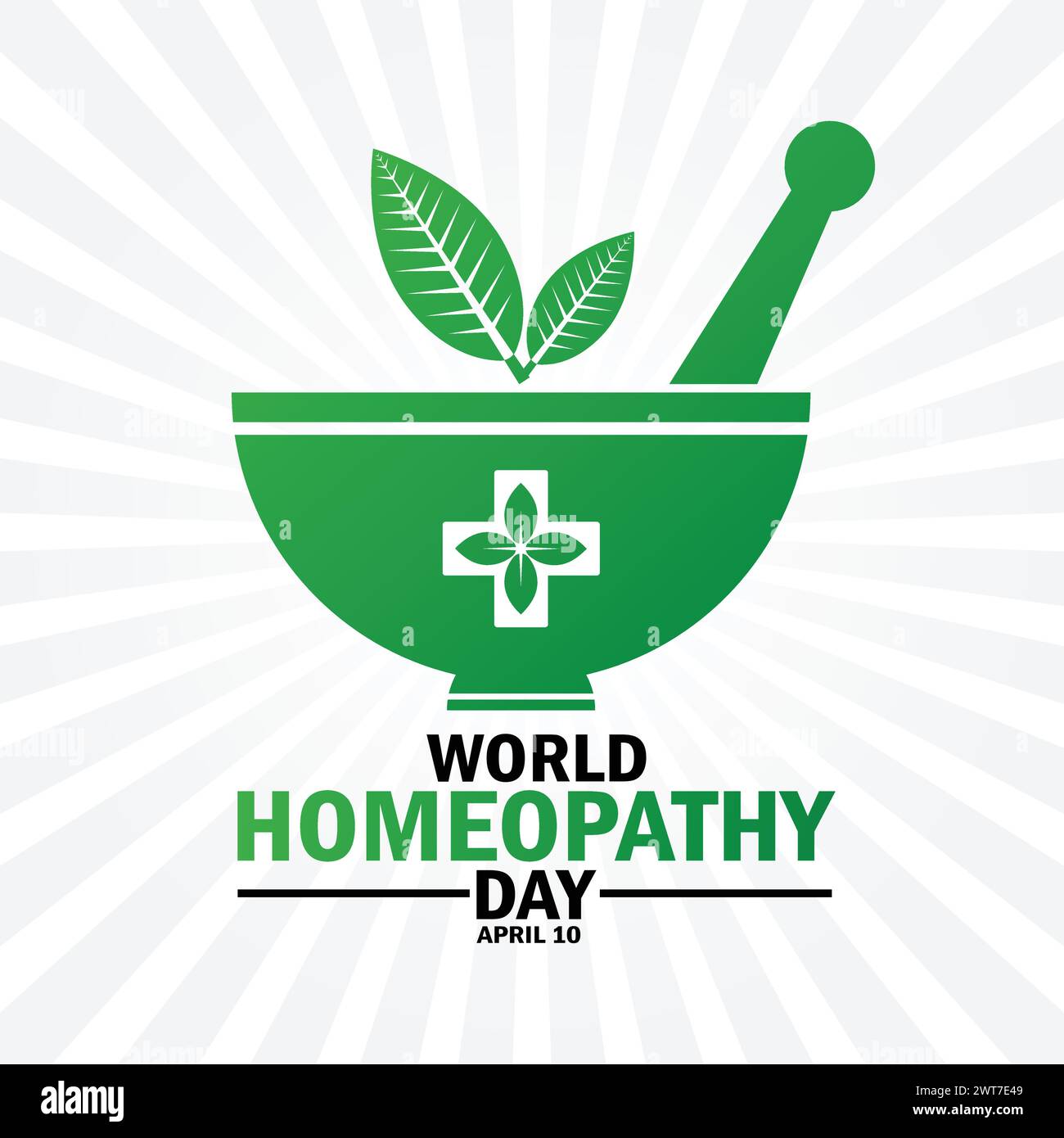World Homeopathy Day. Holiday concept. Template for background, banner, card, poster with text inscription Stock Vector