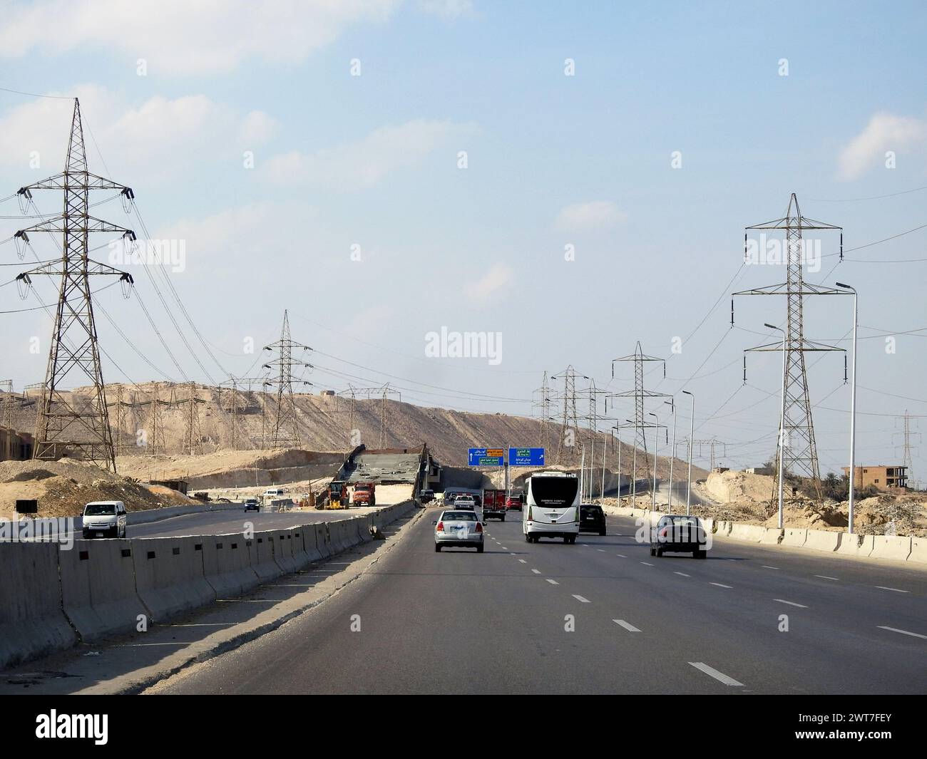 Giza, Egypt, March 15 2024: A new bridge under construction, incomplete traffic bridge for vehicles, Egypt new real estate projects and infrastructure Stock Photo