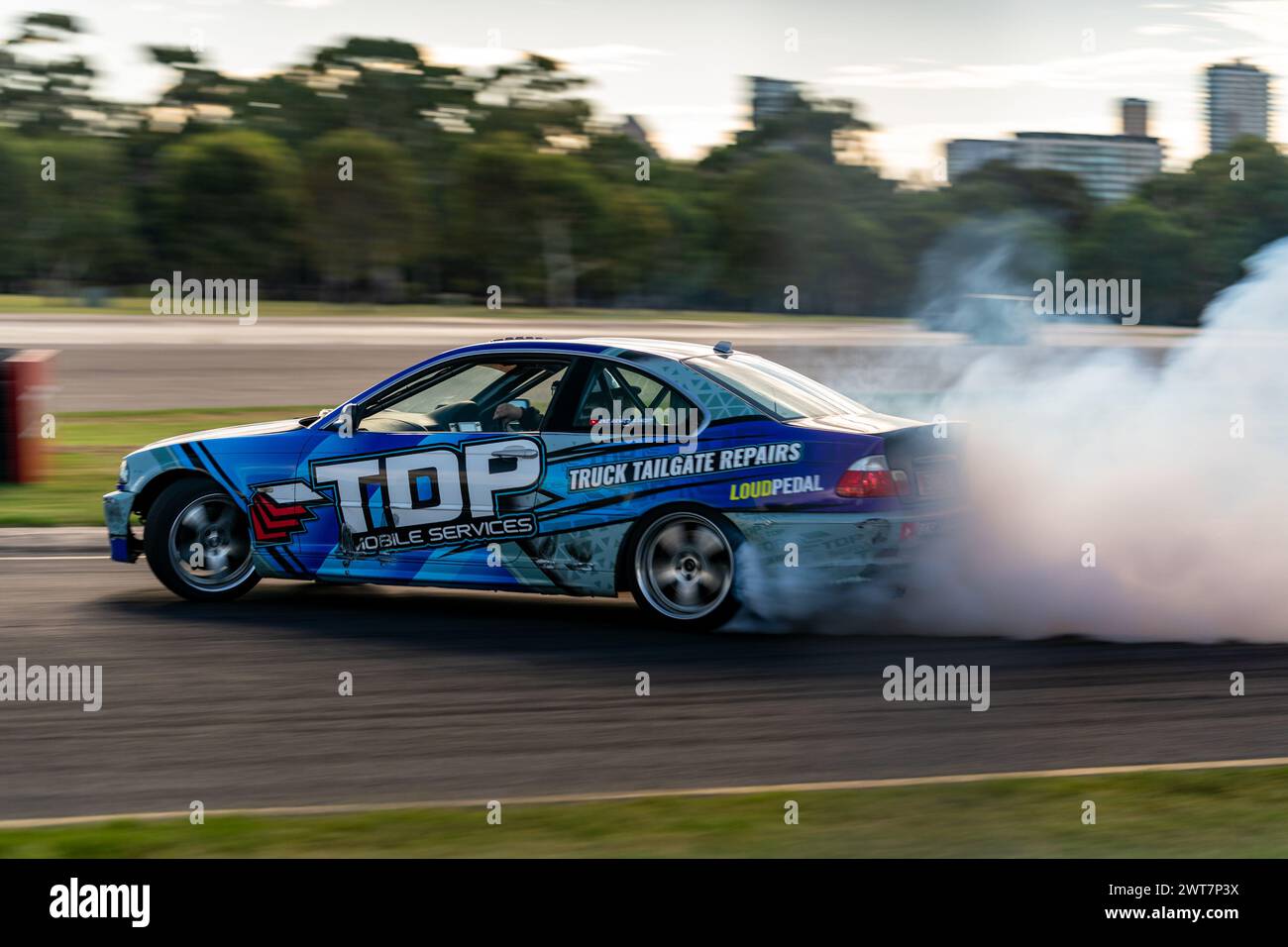 Adelaide, Australia. 16 March, 2024. Drifters head on to track for a