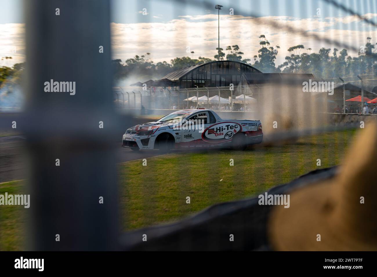Adelaide, Australia. 16 March, 2024. Drifters head on to track for a competition on Saturday at the 2024 Repco Adelaide Motorsport Festival. Credit: James Forrester/Alamy Live News Stock Photo
