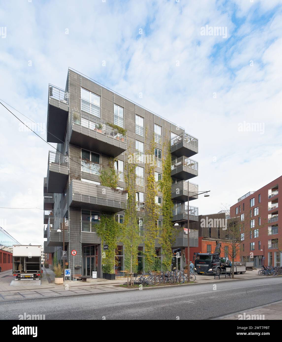 Copenhagen, Denmark - Housing block with balconies at Nordhavn Stock Photo