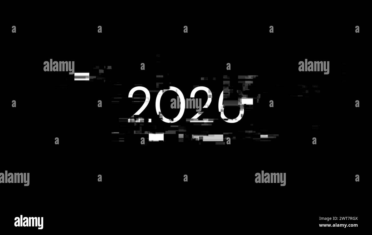 3D rendering 2026 text with screen effects of technological failures ...