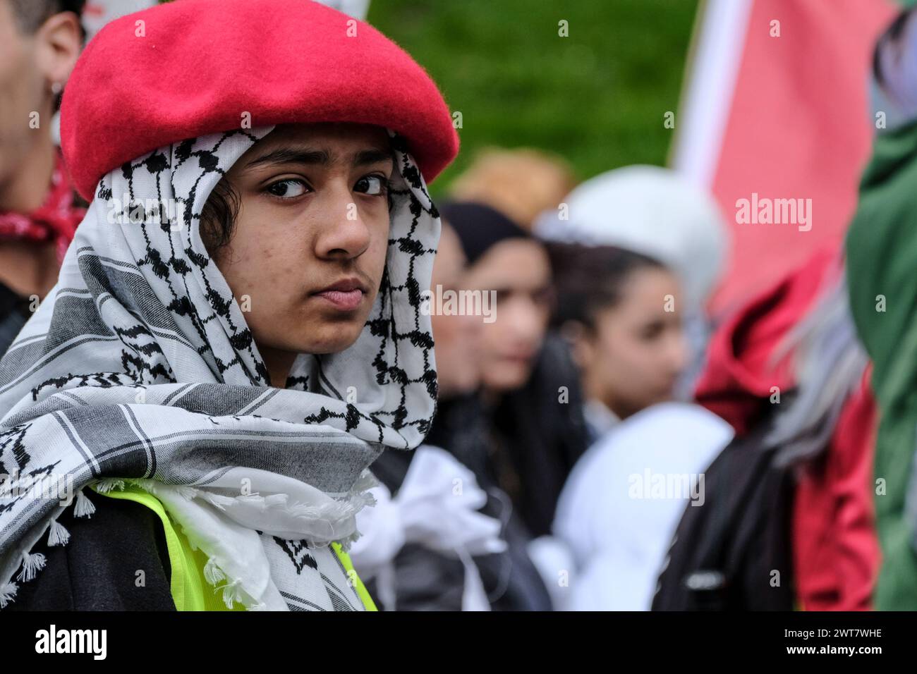 Bristol, UK. 16th Mar, 2024. A Mass Funeral Procession in Bristol to mourn and honour the many men, women and children who have died in the current Israel Gaza conflict. Credit: JMF News/Alamy Live News Stock Photo