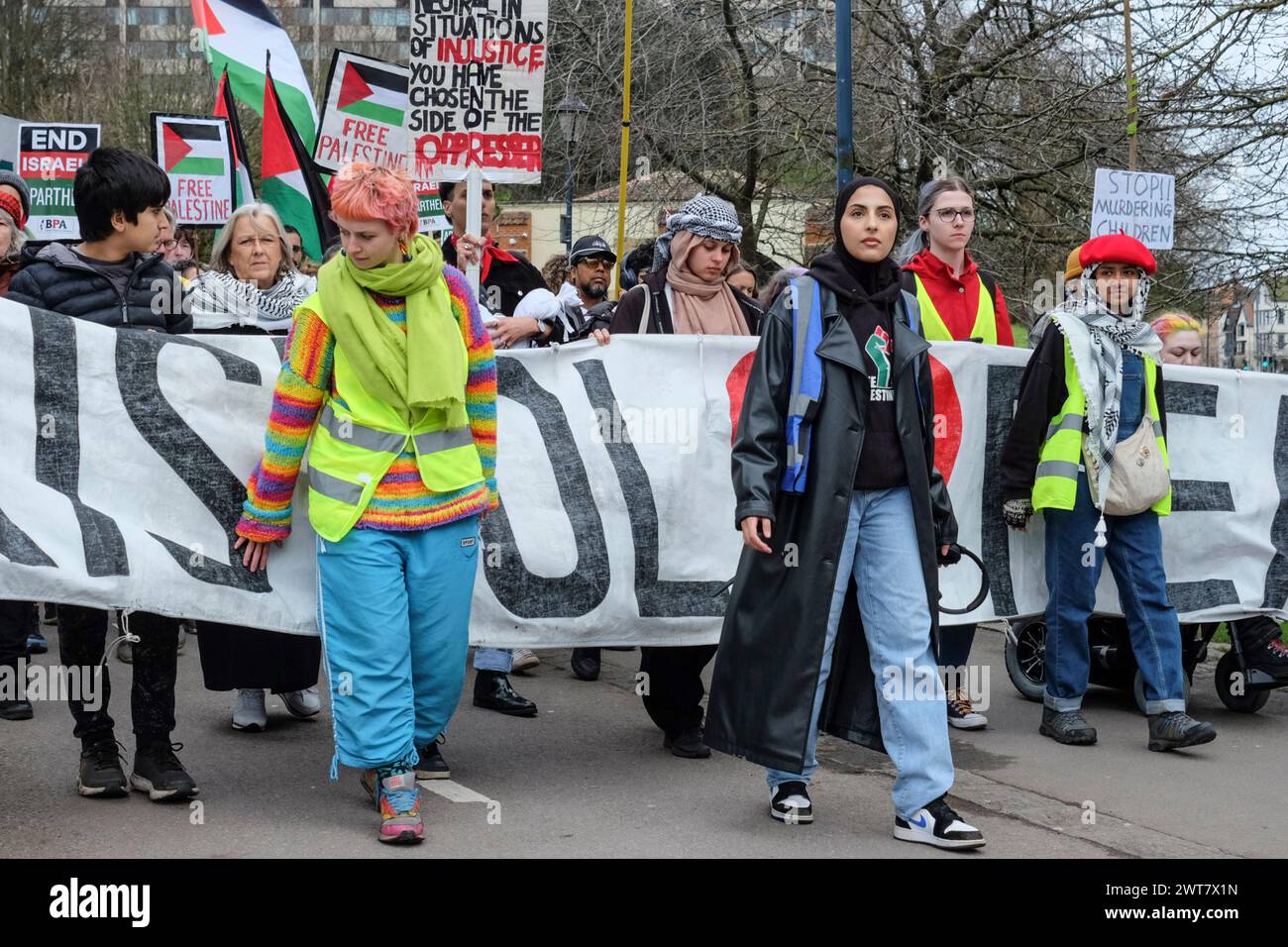 Bristol, UK. 16th Mar, 2024. A Mass Funeral Procession in Bristol to mourn and honour the many men, women and children who have died in the current Israel Gaza conflict. Credit: JMF News/Alamy Live News Stock Photo