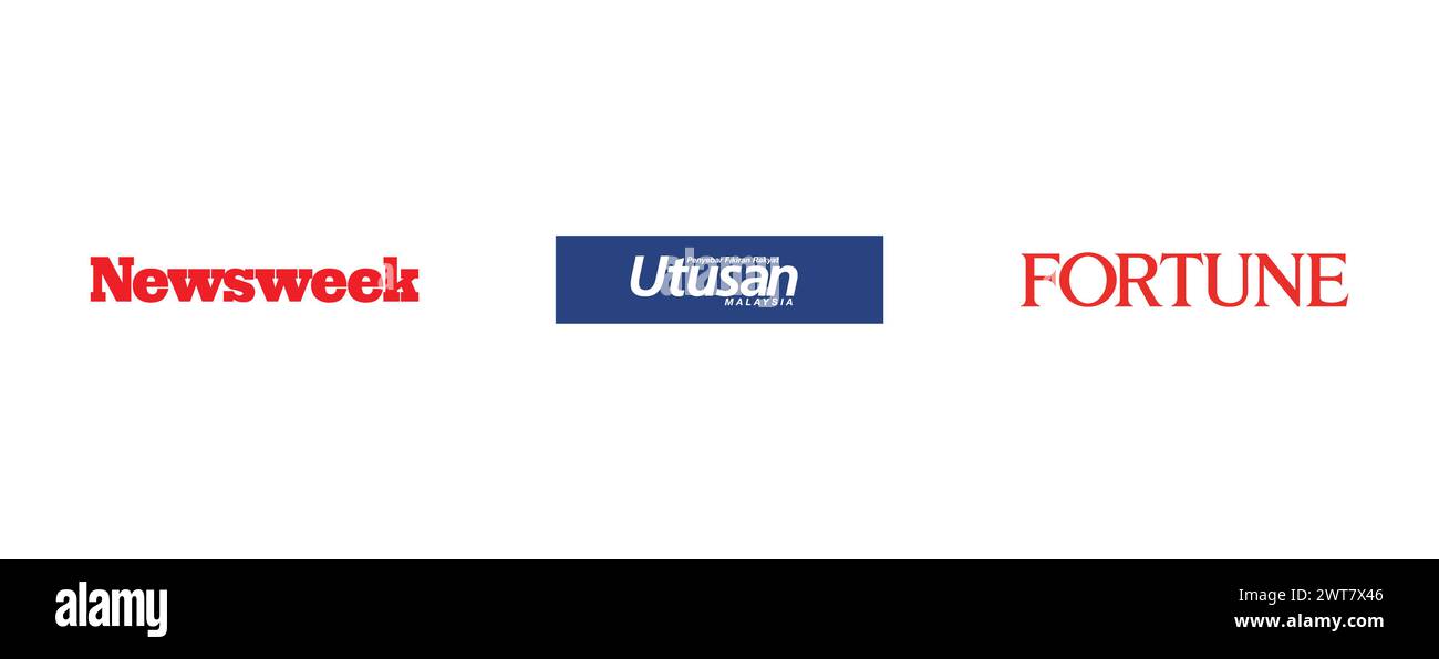 Newsweek,Fortune,Utusan Malaysia. Editorial vector logo collection. Stock Vector