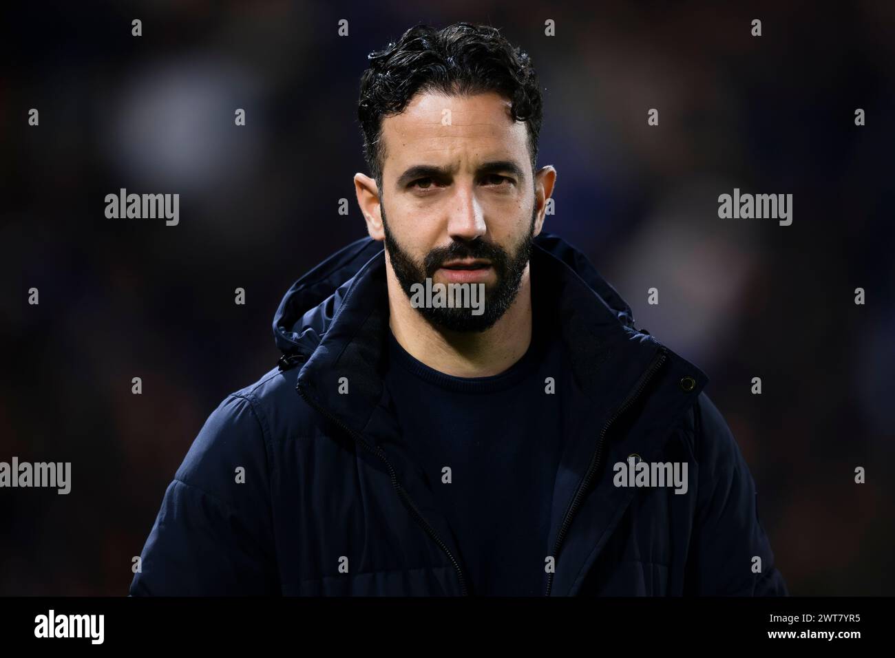 Bergamo, Italy. 14 March 2024. Ruben Amorim, head coach of Sporting Clube de Portugal, looks on prior to the UEFA Europa League round of 16 second leg football match between Atalanta BC and Sporting CP. Credit: Nicolò Campo/Alamy Live News Stock Photo