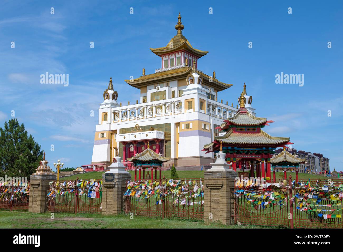 ELISTA, RUSSIA - JUNE 04, 2023: View of the Buddhist Temple Golden Abode of Buddha Shakyamuni on June Day Stock Photo