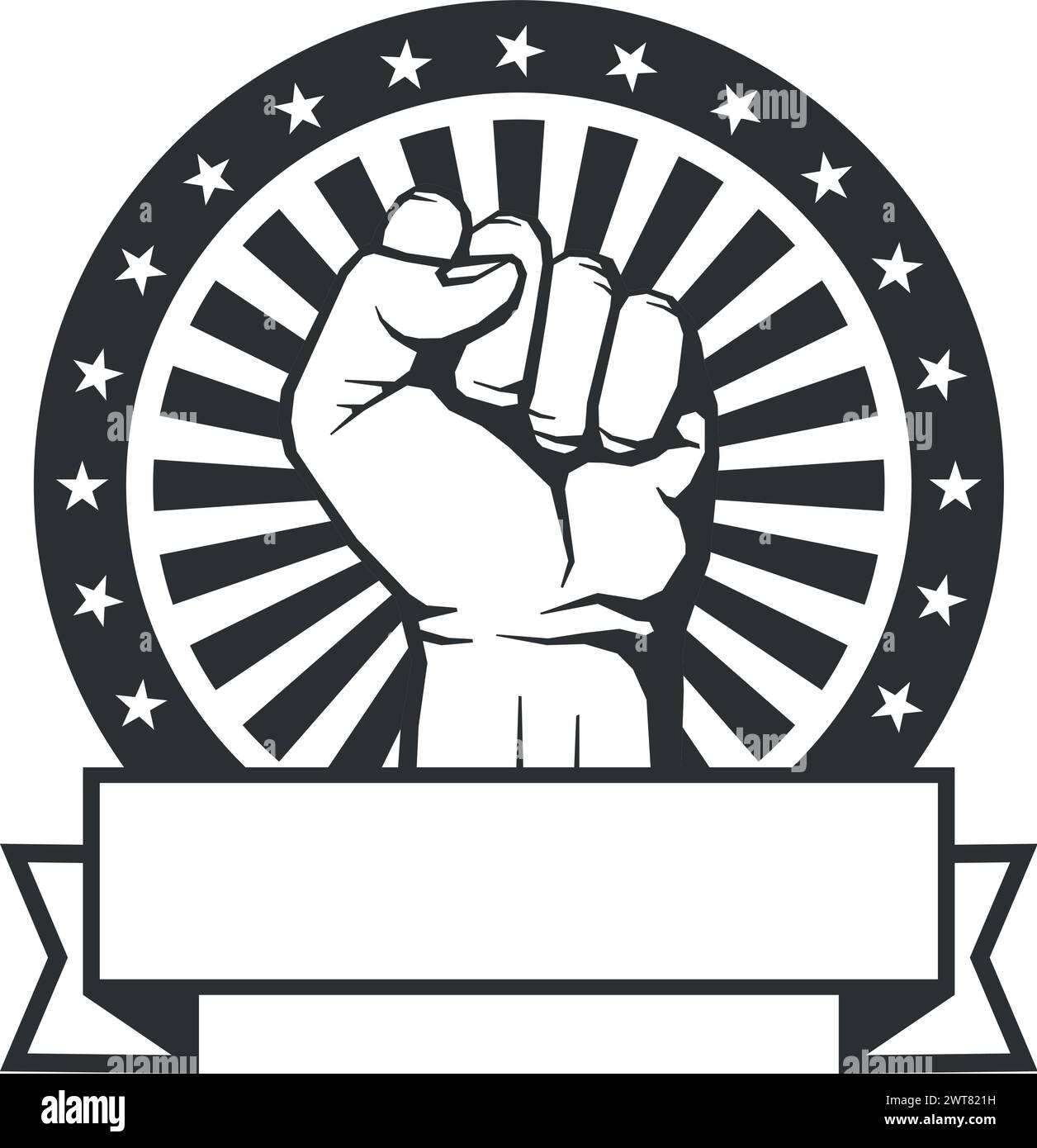 Revolution symbol. Human fist badge. Fight club logo Stock Vector
