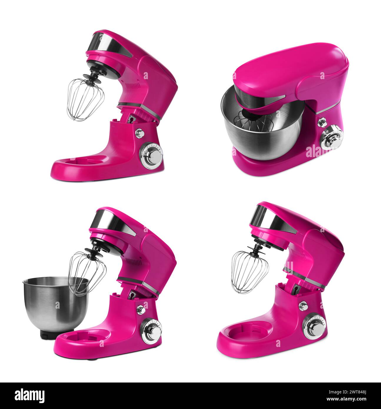 Pink stand mixers isolated on white, set Stock Photo Alamy