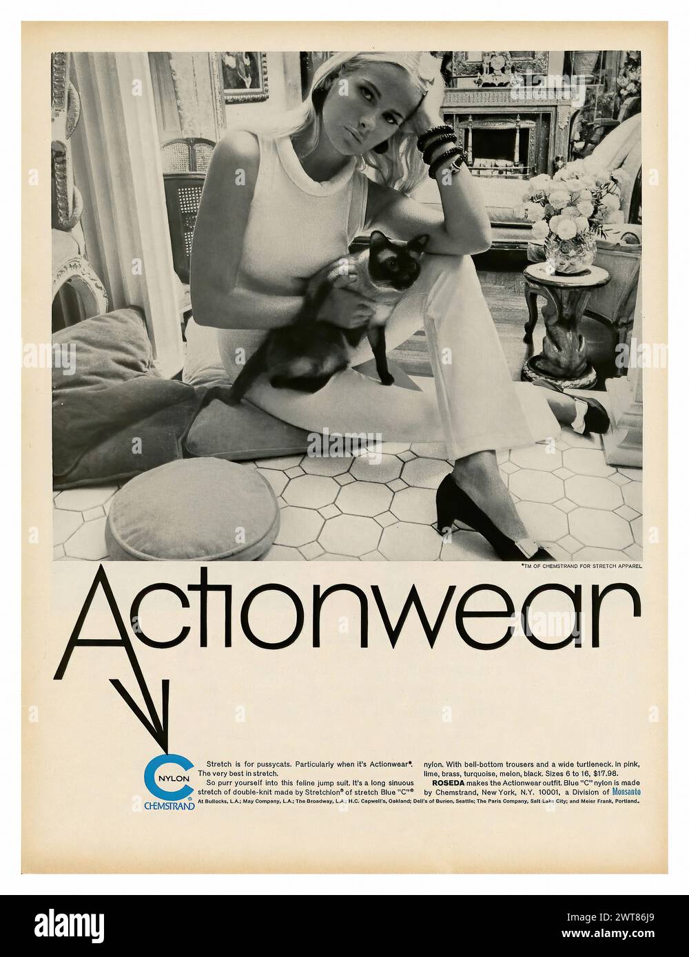 Chemstrand Nylon (1965)  - Vintage american magazine press advertising Stock Photo