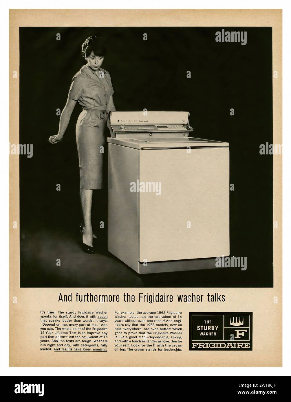 Frigidaire Washer  - Vintage american magazine press advertising Stock Photo