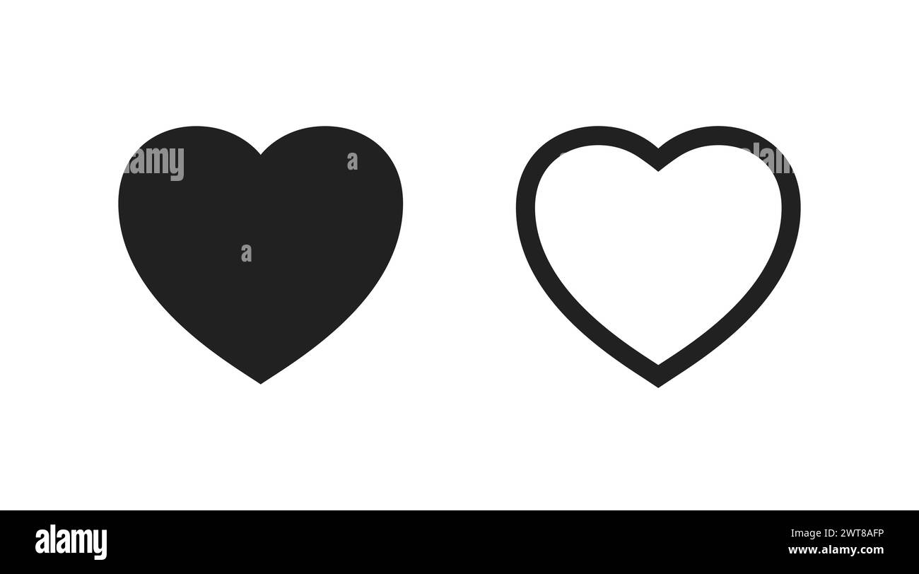 Heart icon. Black heart shape isolated on white background. Graphic ...