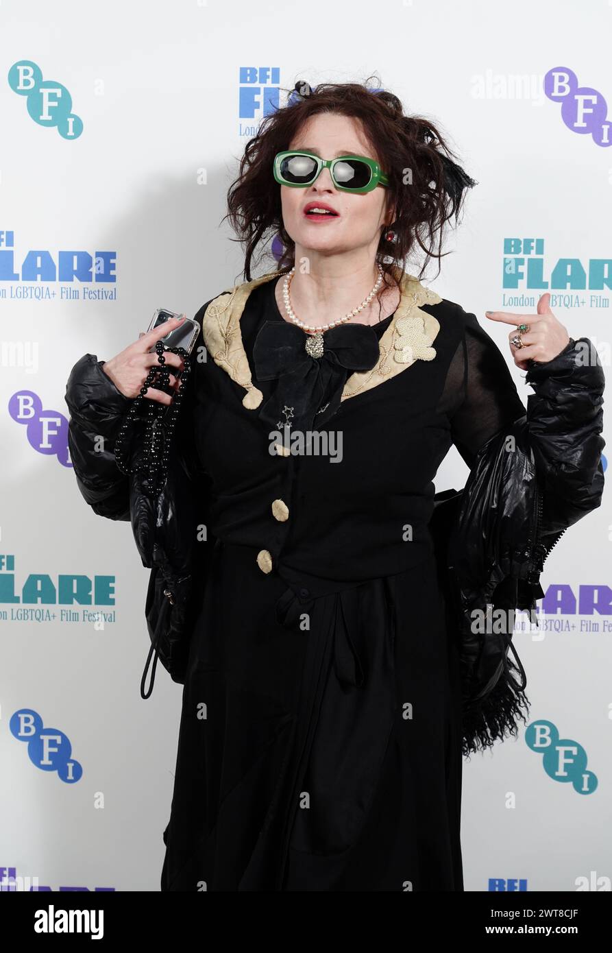 Helena Bonham Carter attending the BFI Flare Film Festival Merchant Ivory documentary screening at BFI Southbank, London. Picture date: Saturday March 16, 2024. Stock Photo