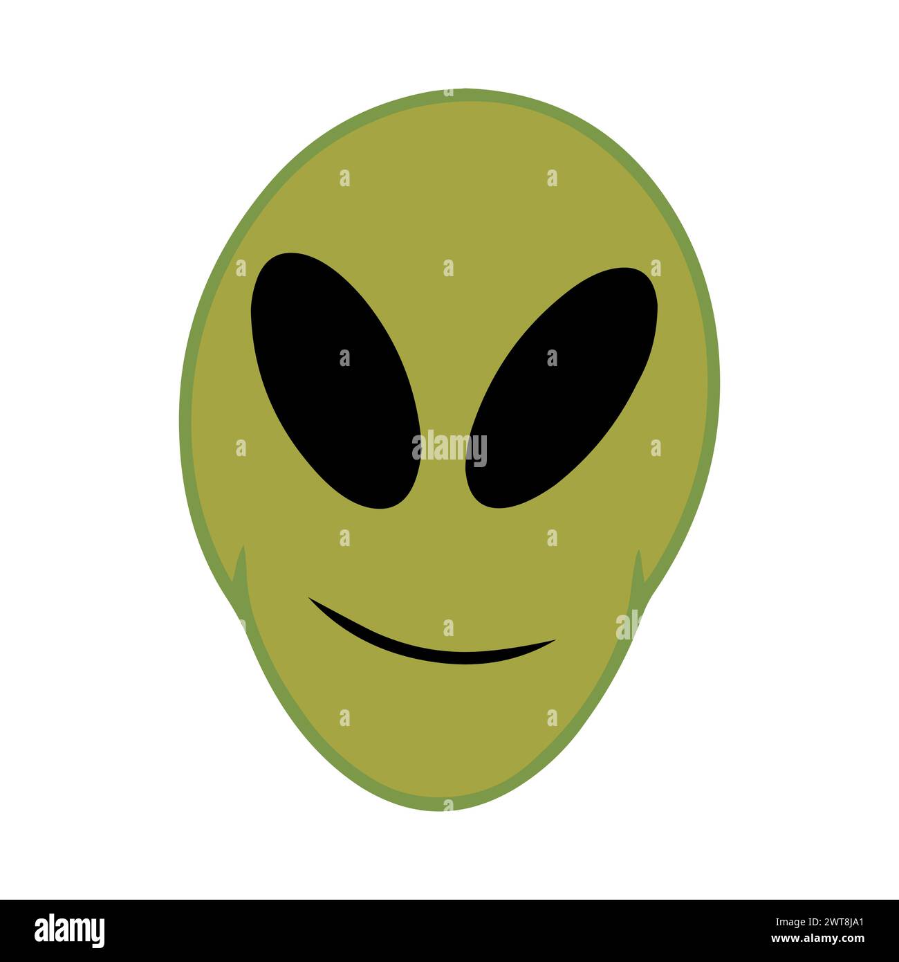 Hand Drawn Green Alien Face Icon Stock Vector