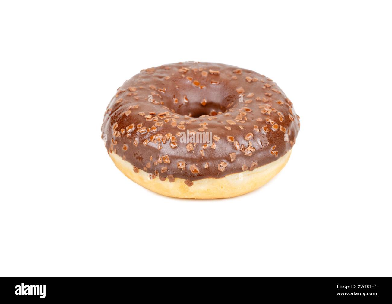 Beautiful donut with chocolate icing isolated on white background Stock Photo