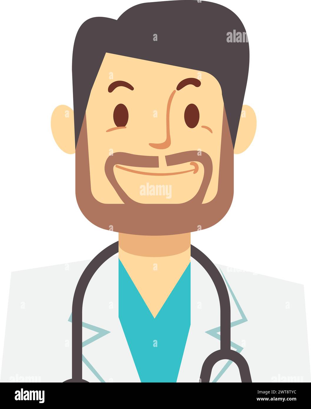 Friendly doctor avatar. Cartoon smiling man character Stock Vector