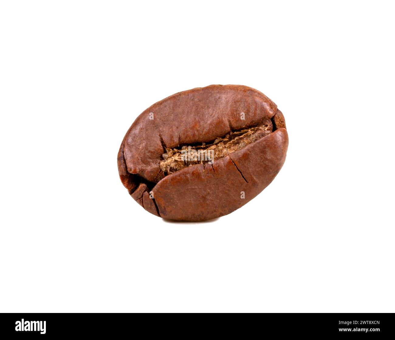 Single roasted coffee bean isolated on white background Stock Photo