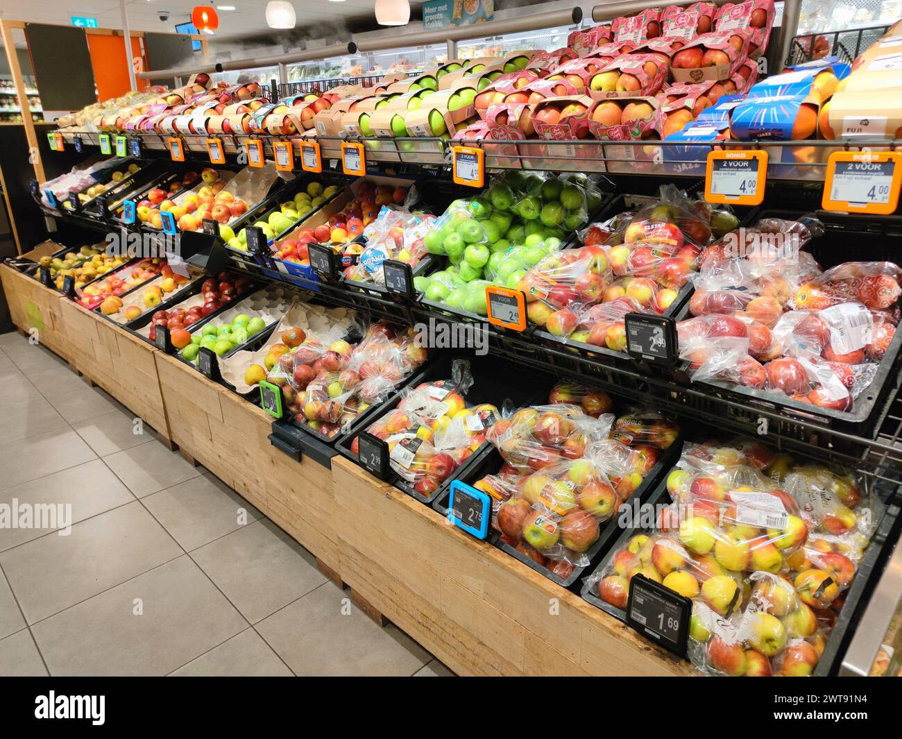 Fruit department in a supermarket in Scheveningen, Netherlands. Stock Photo