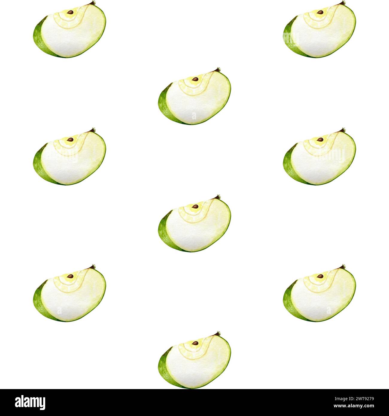 Apples on white background hand drawn seamless pattern watercolor ...