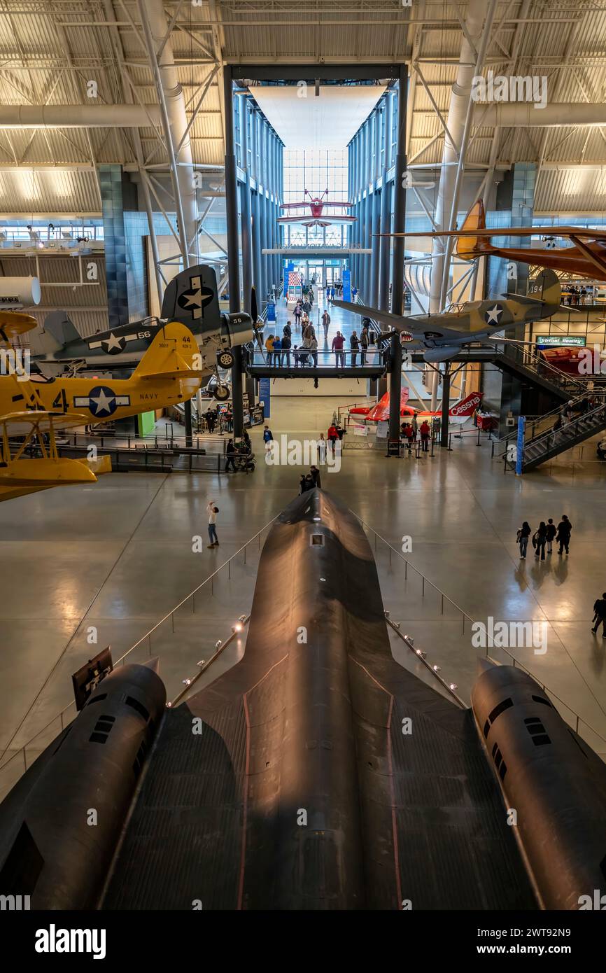 Aircraft on display by the main entrance to the National Air and Space