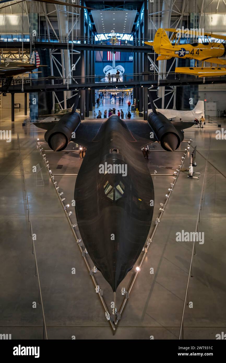 The Lockheed SR-71 Blackbird seen at the Steven F. Udvar-Hazy Center National Air and Space Museum in Chantilly, Virginia. Stock Photo
