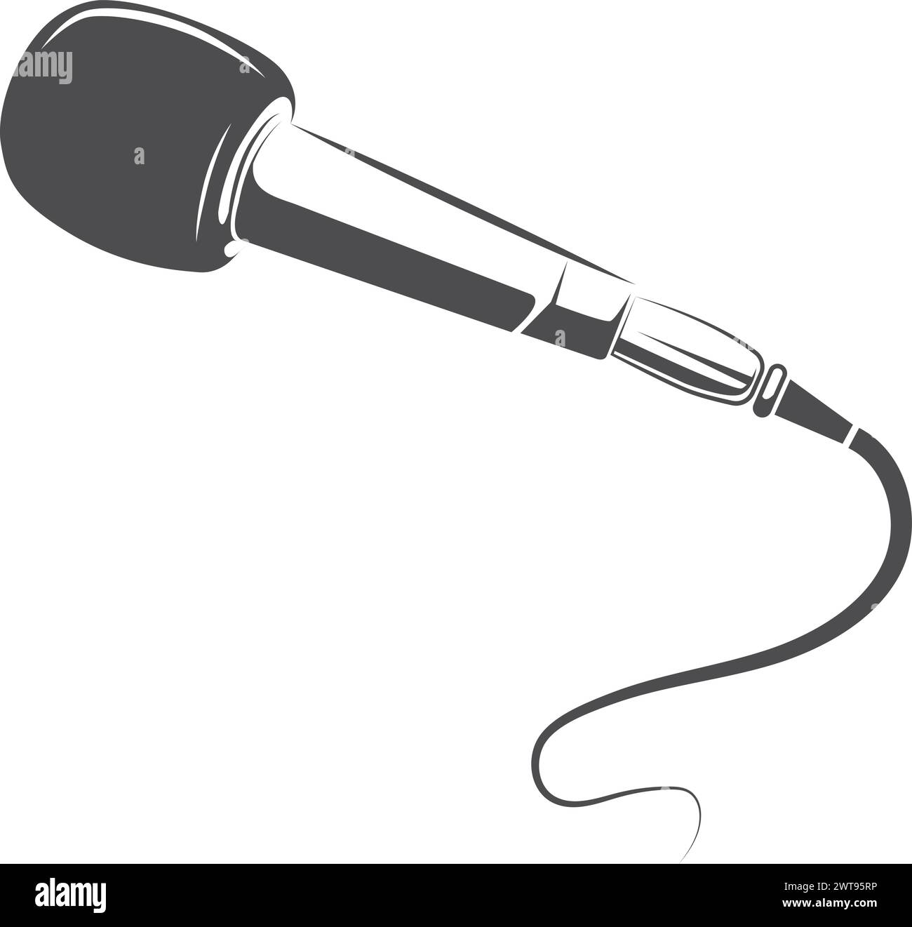 Karaoke microphone black icon. Music song logo Stock Vector