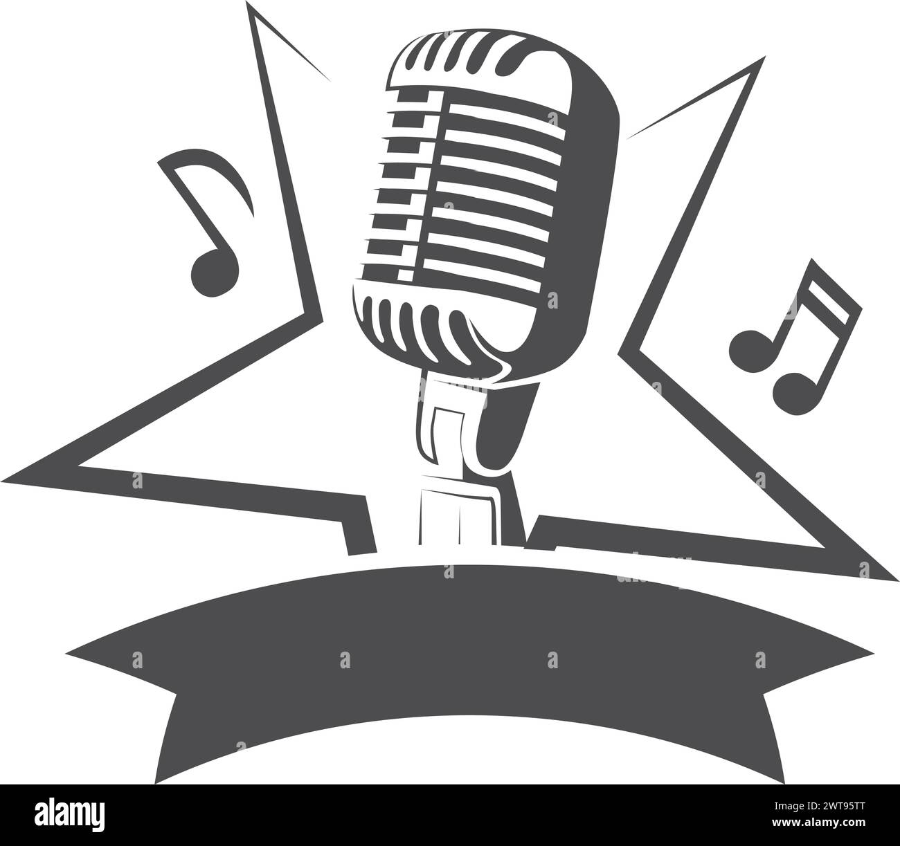 Music star logo. Microphone emblem. Talent show Stock Vector