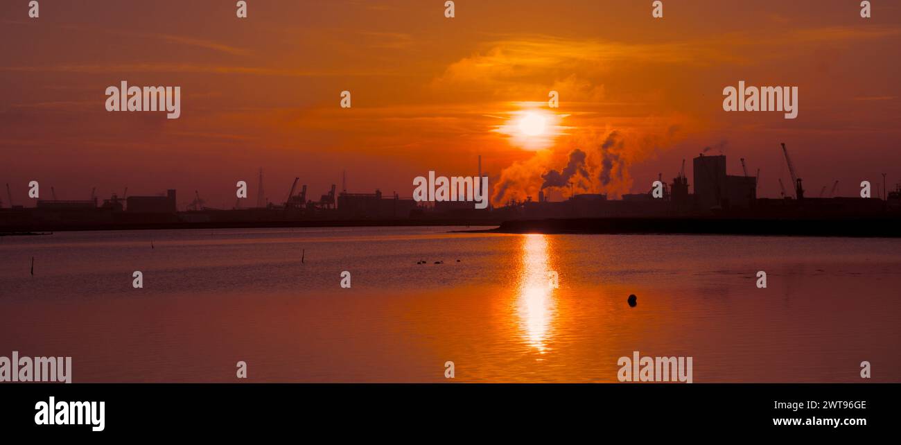 Sunset at Pialassa Piomboni, Ravenna (Italy) Stock Photo