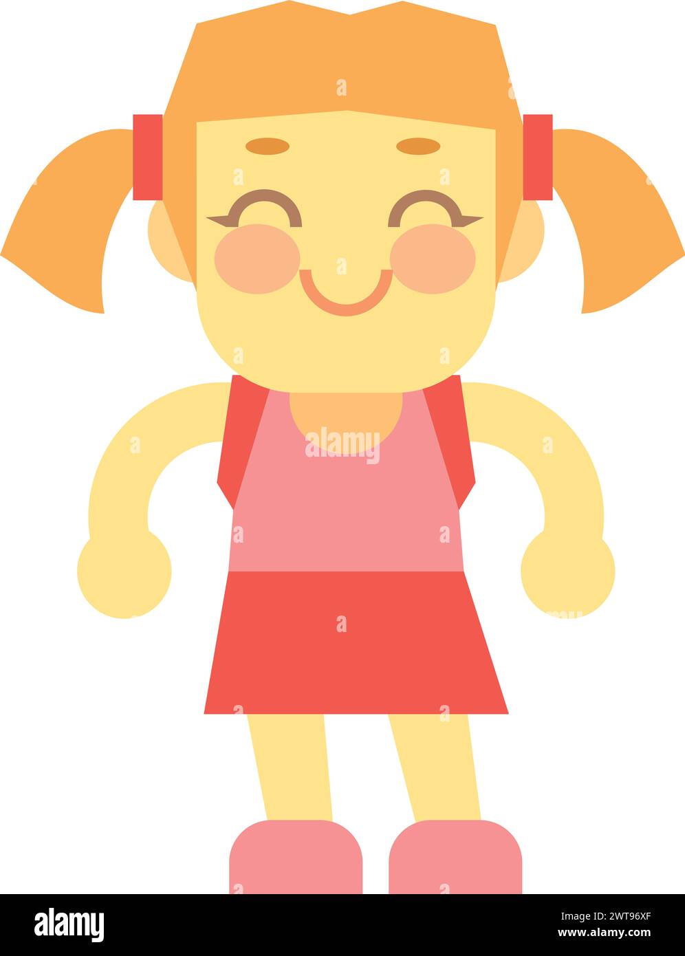 School girl with pink backpack. Happy smiling kid Stock Vector Image ...
