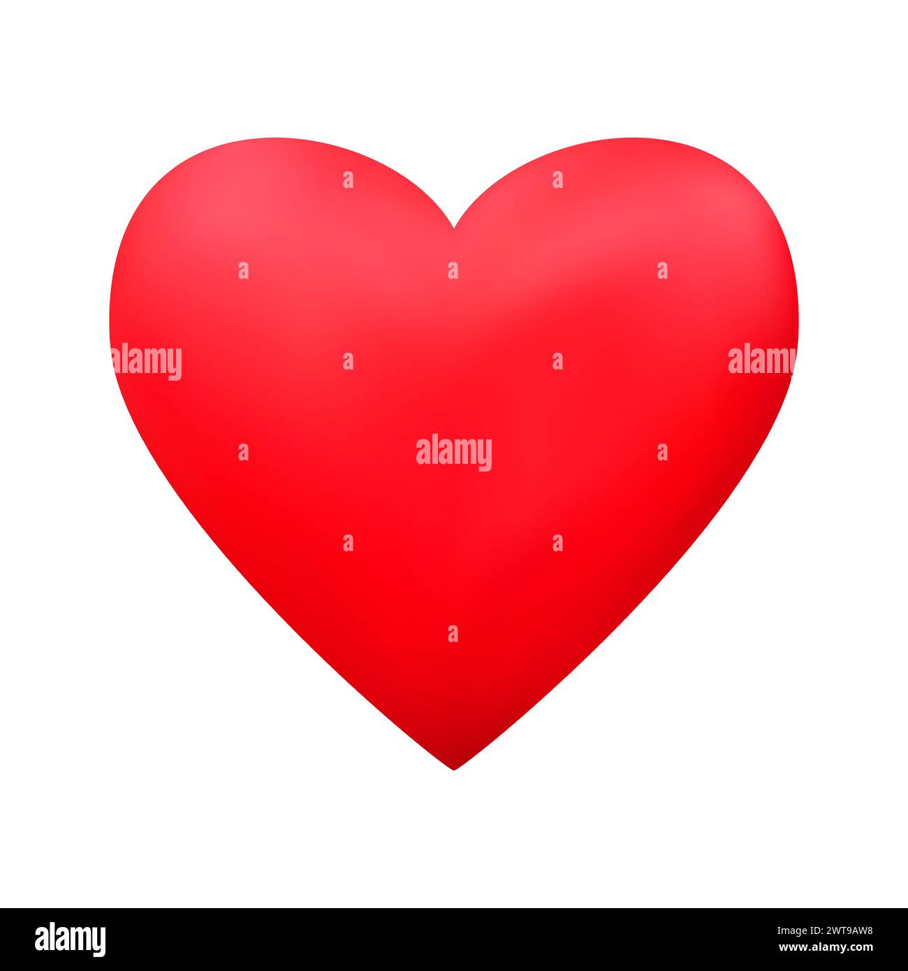 Red realistic heart icon on white background. 3d vector illustration ...